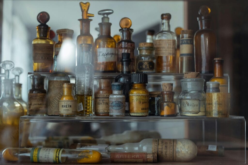 pexels-photo-8666804 - Softwire A close shot of apothecary bottles on a shelf